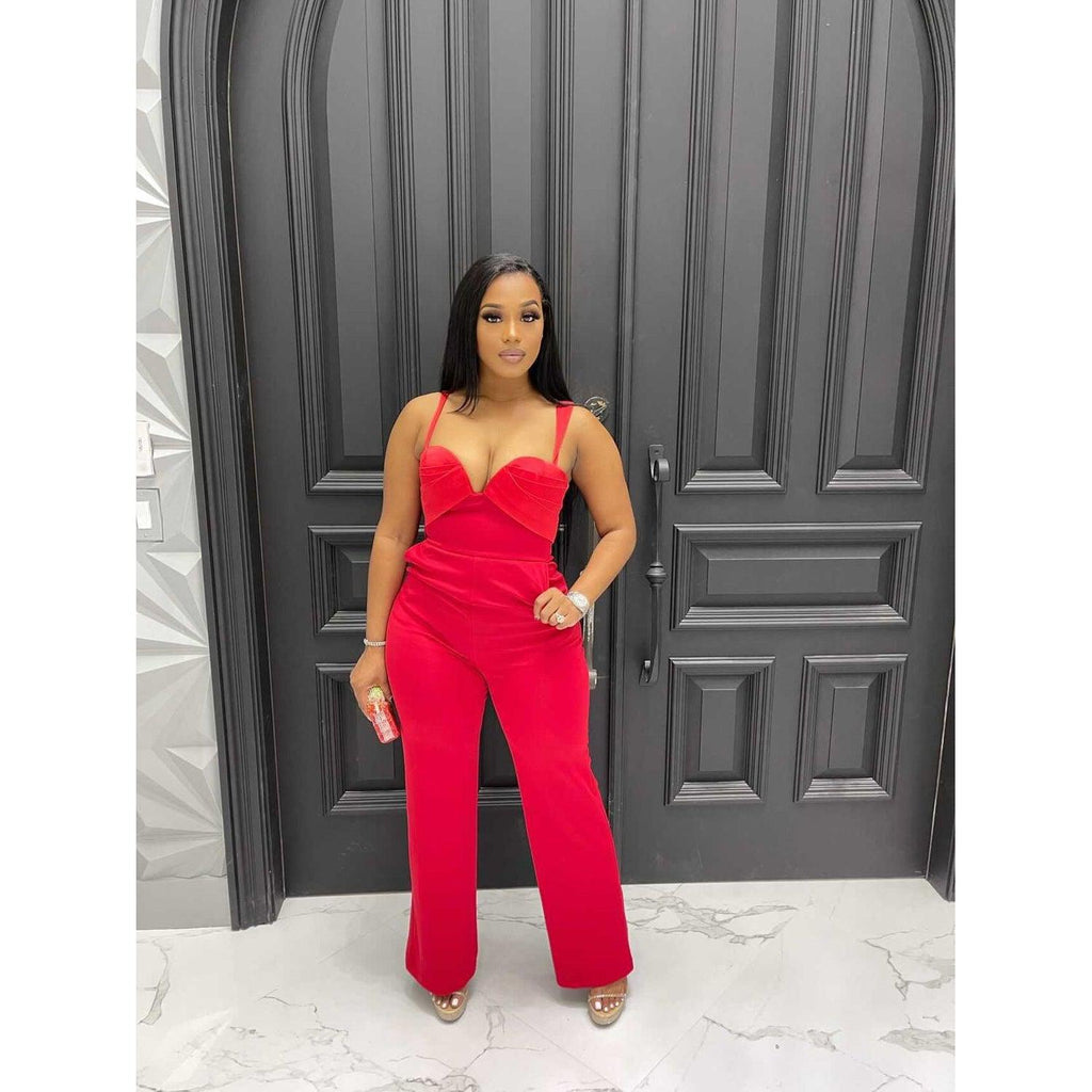 Only You Draped Jumpsuit-Red-Jumpsuits & Rompers-La Femme Chic Boutique