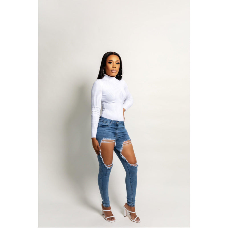 Glowed Up Distressed Skinny Jeans| Light-Bottoms-La Femme Chic Boutique