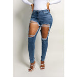 Glowed Up Distressed Skinny Jeans| Light - La Femme Chic Boutique