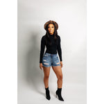 Knit Again Bodysuit- Black-Top-La Femme Chic Boutique