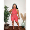 Look Like Magic Ribbed Romper- Rose-Jumpsuit & Rompers-La Femme Chic Boutique