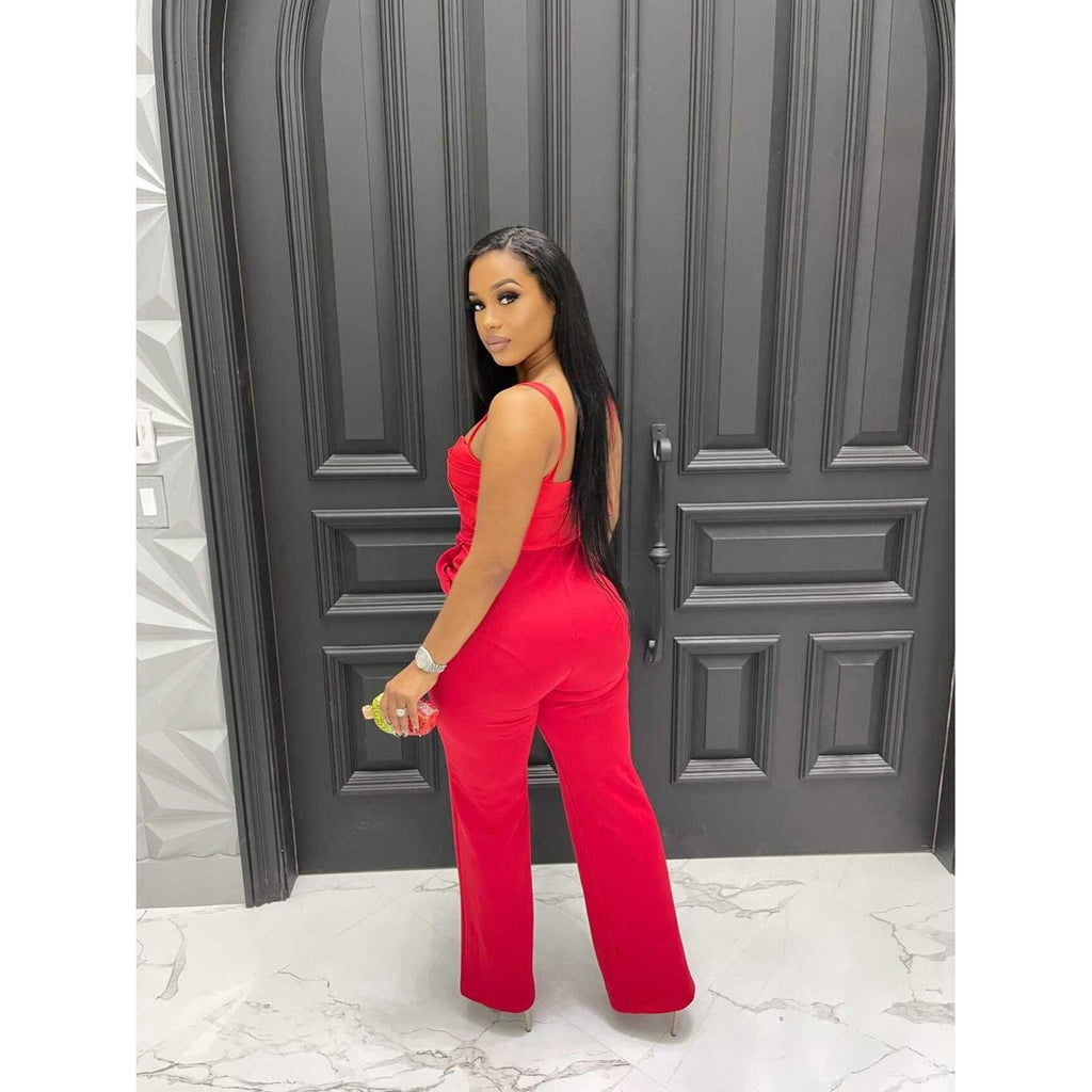 Only You Draped Jumpsuit-Red-Jumpsuits & Rompers-La Femme Chic Boutique