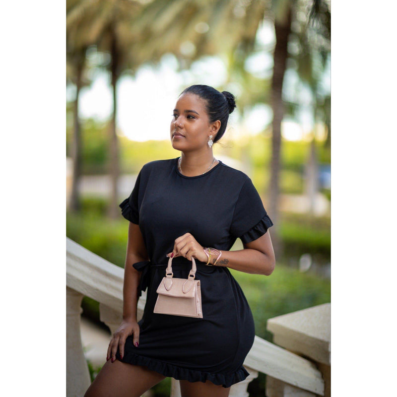 Reign Ruffle Mini Dress| Black-Dresses-La Femme Chic Boutique