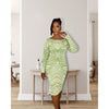 Wild and Free Bodycon Midi Dress- Green Taupe-Dresses-La Femme Chic Boutique